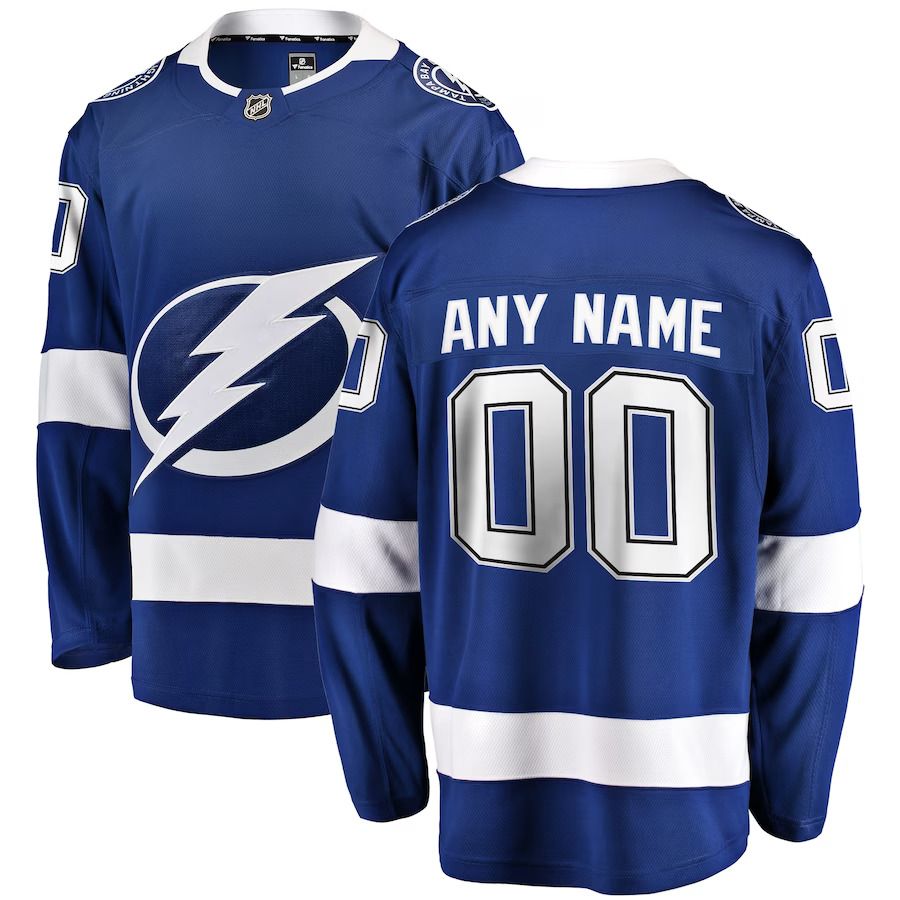 Men Tampa Bay Lightning Fanatics Branded Blue Home Breakaway Custom NHL Jersey